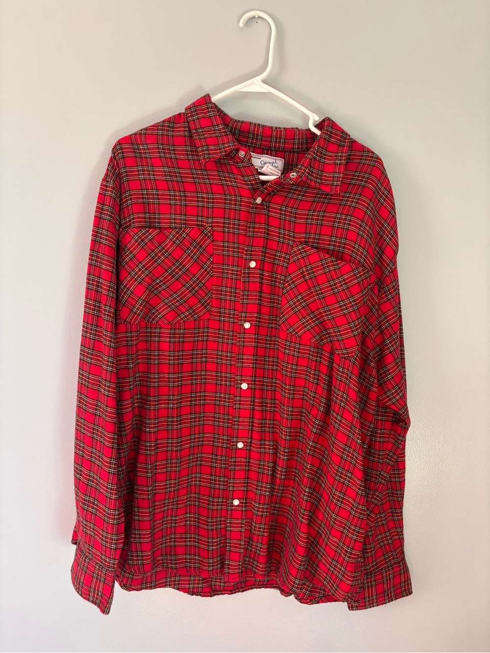 Haband Casual Joe Vintage Red Plaid Pearl Snap Flannel Shirt Size X-Large